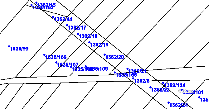 Parcela st. 1362/20 v KÚ Medlice, Katastrální mapa