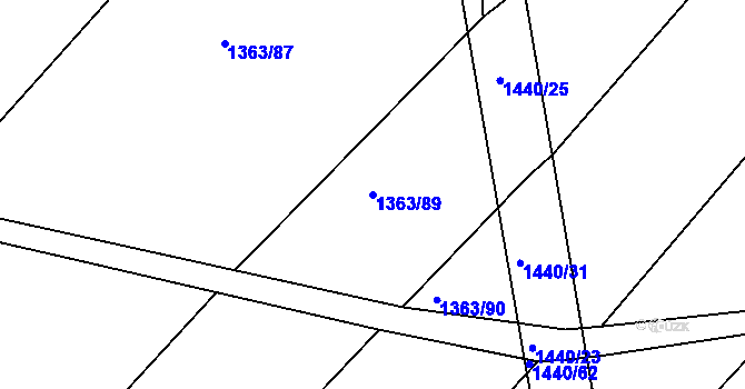 Parcela st. 1363/89 v KÚ Medlice, Katastrální mapa