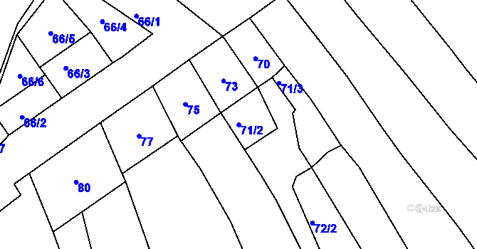 Parcela st. 71/2 v KÚ Medlov, Katastrální mapa