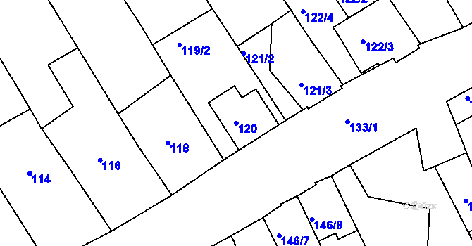 Parcela st. 120 v KÚ Medlov, Katastrální mapa