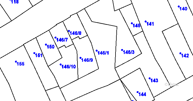 Parcela st. 146/1 v KÚ Medlov, Katastrální mapa