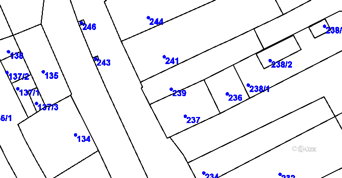 Parcela st. 239 v KÚ Medlov, Katastrální mapa