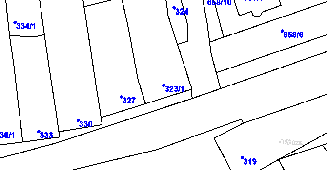 Parcela st. 323/1 v KÚ Medlov, Katastrální mapa