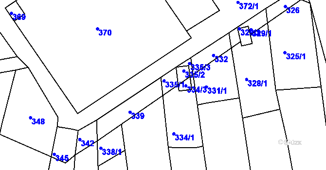 Parcela st. 335 v KÚ Medlov, Katastrální mapa