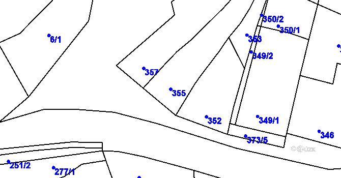 Parcela st. 355 v KÚ Medlov, Katastrální mapa