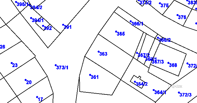 Parcela st. 363 v KÚ Medlov, Katastrální mapa