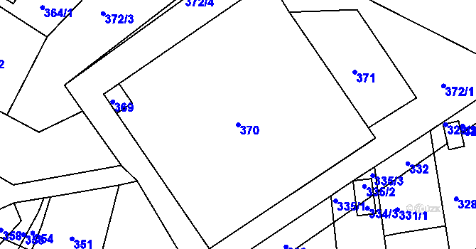 Parcela st. 370 v KÚ Medlov, Katastrální mapa