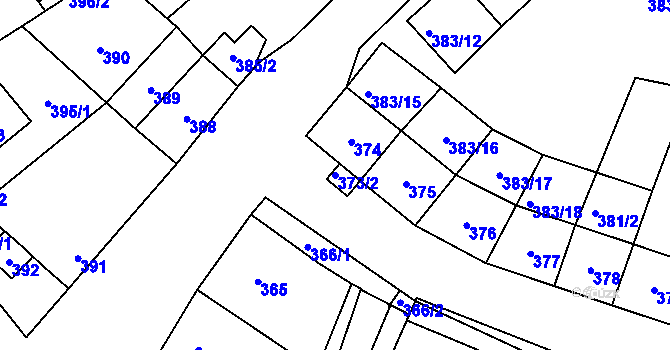 Parcela st. 373/2 v KÚ Medlov, Katastrální mapa