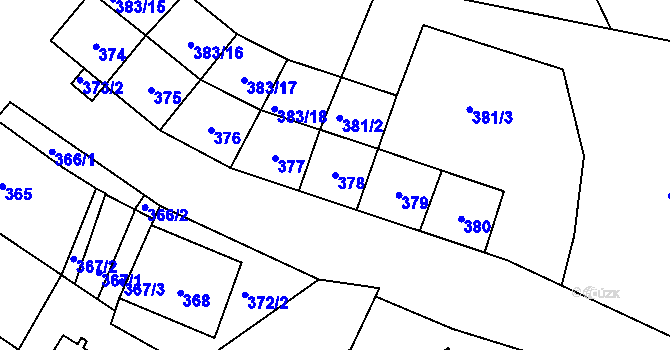 Parcela st. 378 v KÚ Medlov, Katastrální mapa