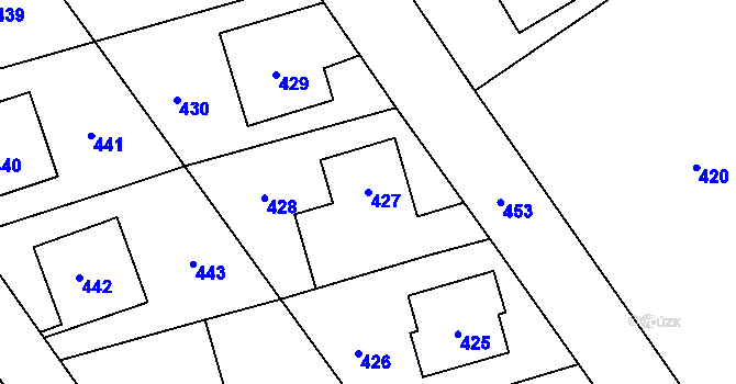 Parcela st. 427 v KÚ Medlov, Katastrální mapa