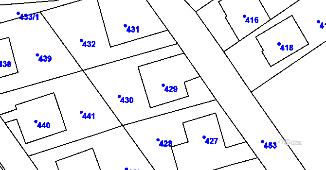 Parcela st. 429 v KÚ Medlov, Katastrální mapa