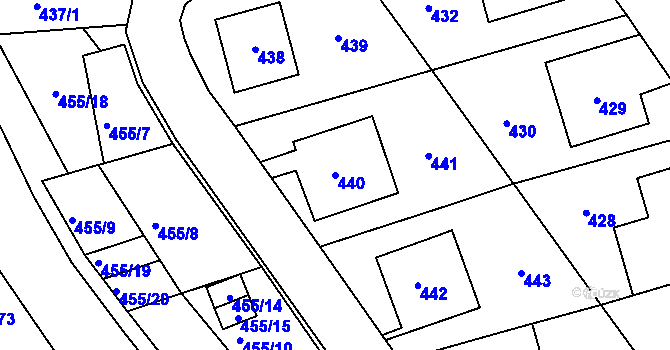 Parcela st. 440 v KÚ Medlov, Katastrální mapa