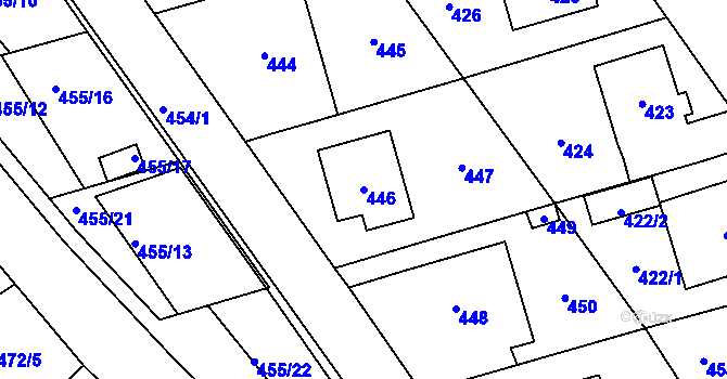 Parcela st. 446 v KÚ Medlov, Katastrální mapa