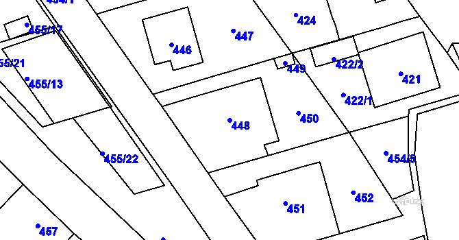 Parcela st. 448 v KÚ Medlov, Katastrální mapa