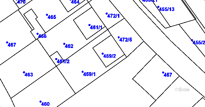 Parcela st. 459/2 v KÚ Medlov, Katastrální mapa
