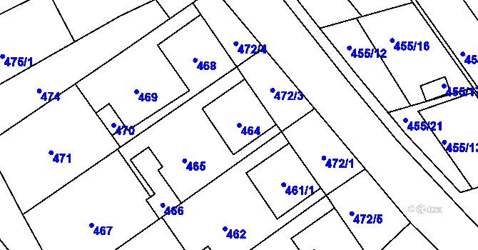 Parcela st. 464 v KÚ Medlov, Katastrální mapa