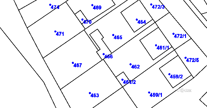 Parcela st. 466 v KÚ Medlov, Katastrální mapa
