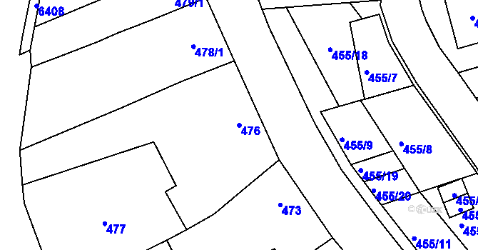Parcela st. 476 v KÚ Medlov, Katastrální mapa