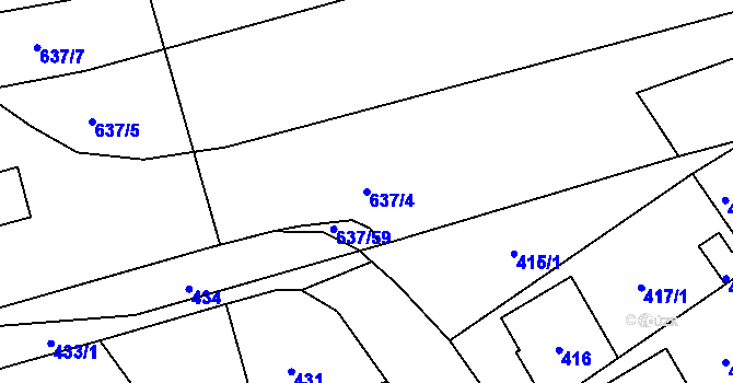 Parcela st. 637/4 v KÚ Medlov, Katastrální mapa