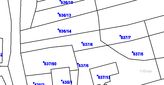 Parcela st. 637/8 v KÚ Medlov, Katastrální mapa