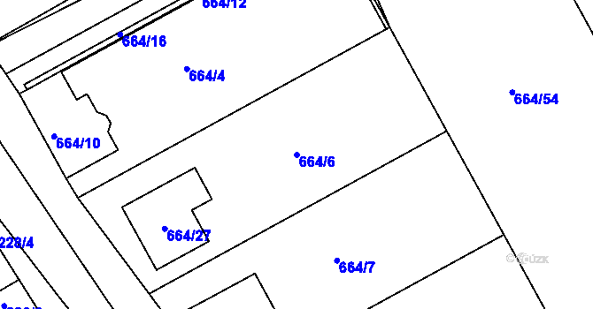 Parcela st. 664/6 v KÚ Medlov, Katastrální mapa
