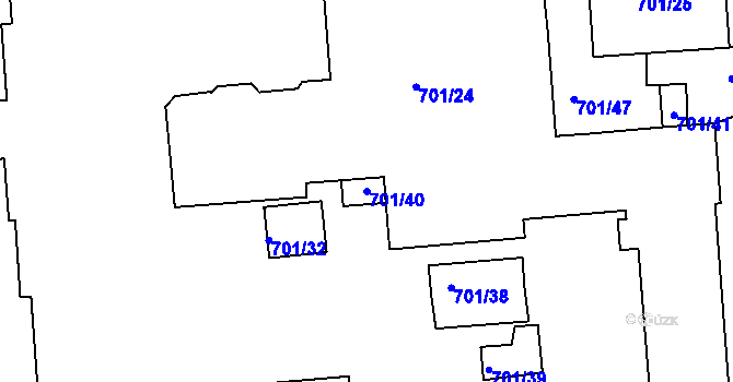 Parcela st. 701/40 v KÚ Medlov, Katastrální mapa