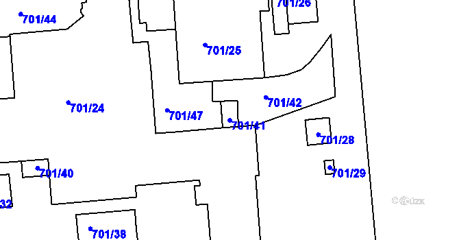 Parcela st. 701/41 v KÚ Medlov, Katastrální mapa