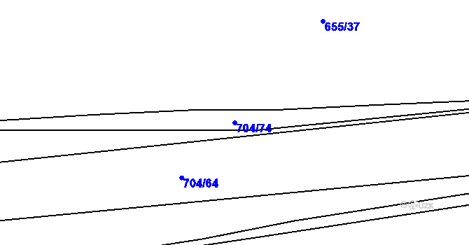 Parcela st. 704/74 v KÚ Medlov, Katastrální mapa