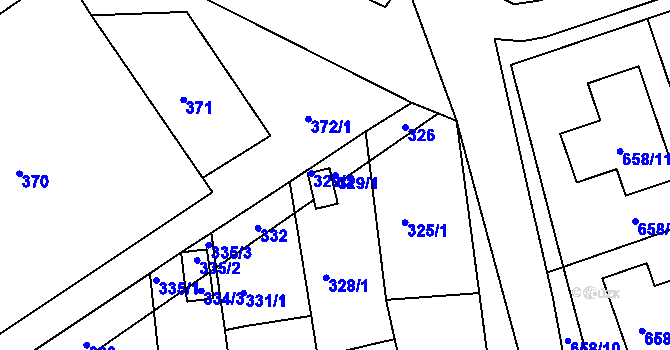 Parcela st. 329/1 v KÚ Medlov, Katastrální mapa