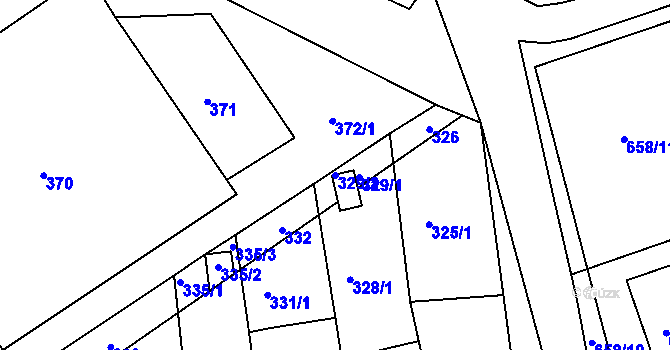 Parcela st. 329/2 v KÚ Medlov, Katastrální mapa