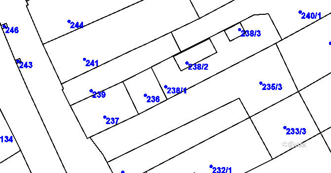 Parcela st. 238/1 v KÚ Medlov, Katastrální mapa
