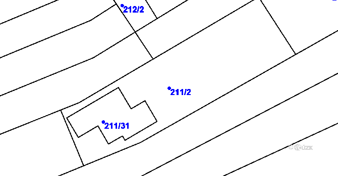 Parcela st. 211/2 v KÚ Medlov, Katastrální mapa