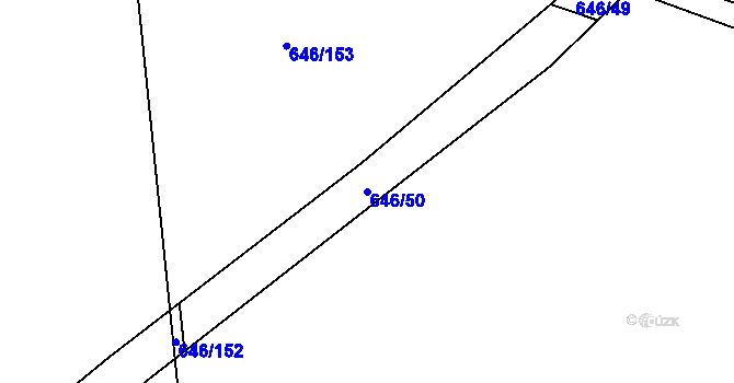 Parcela st. 646/50 v KÚ Medlov, Katastrální mapa