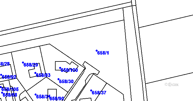 Parcela st. 658/1 v KÚ Medlov, Katastrální mapa