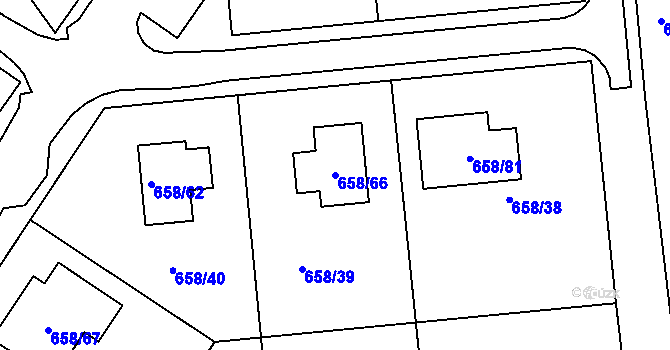 Parcela st. 658/66 v KÚ Medlov, Katastrální mapa