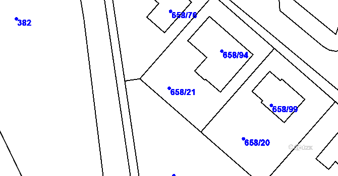 Parcela st. 658/21 v KÚ Medlov, Katastrální mapa