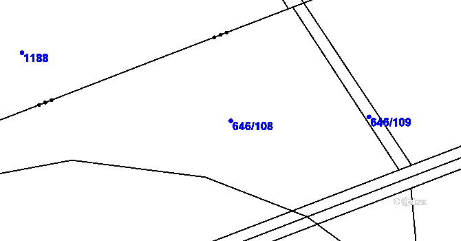 Parcela st. 646/108 v KÚ Medlov, Katastrální mapa
