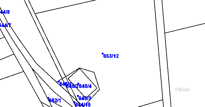 Parcela st. 653/12 v KÚ Medlov, Katastrální mapa