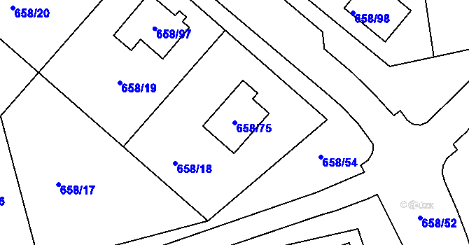 Parcela st. 658/75 v KÚ Medlov, Katastrální mapa