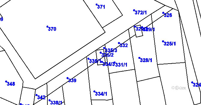 Parcela st. 335/2 v KÚ Medlov, Katastrální mapa