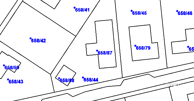 Parcela st. 658/87 v KÚ Medlov, Katastrální mapa