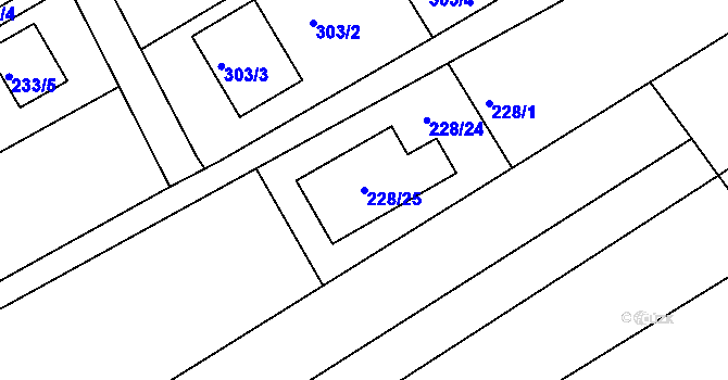 Parcela st. 228/25 v KÚ Medlov, Katastrální mapa