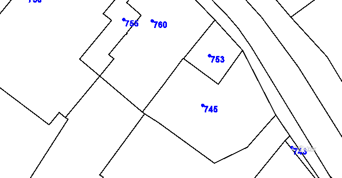Parcela st. 83/1 v KÚ Medlov u Uničova, Katastrální mapa