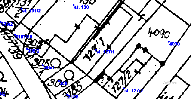 Parcela st. 127/1 v KÚ Medlov u Uničova, Katastrální mapa
