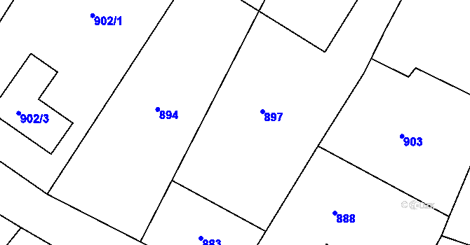 Parcela st. 82/1 v KÚ Medlov u Uničova, Katastrální mapa