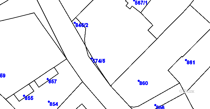 Parcela st. 292 v KÚ Medlov u Uničova, Katastrální mapa