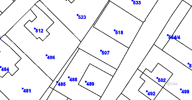 Parcela st. 380/7 v KÚ Medlov u Uničova, Katastrální mapa