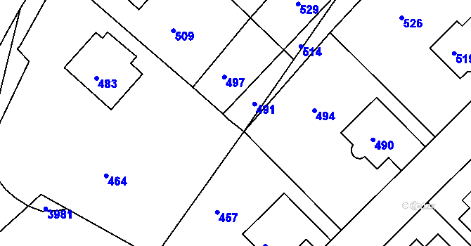 Parcela st. 411/23 v KÚ Medlov u Uničova, Katastrální mapa
