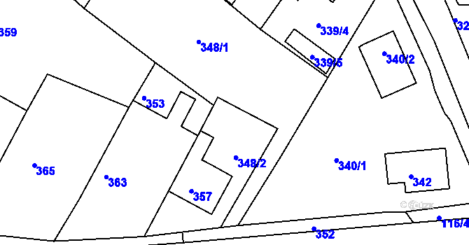 Parcela st. 620/4 v KÚ Medlov u Uničova, Katastrální mapa