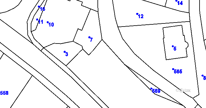 Parcela st. 222/2 v KÚ Medlov u Uničova, Katastrální mapa